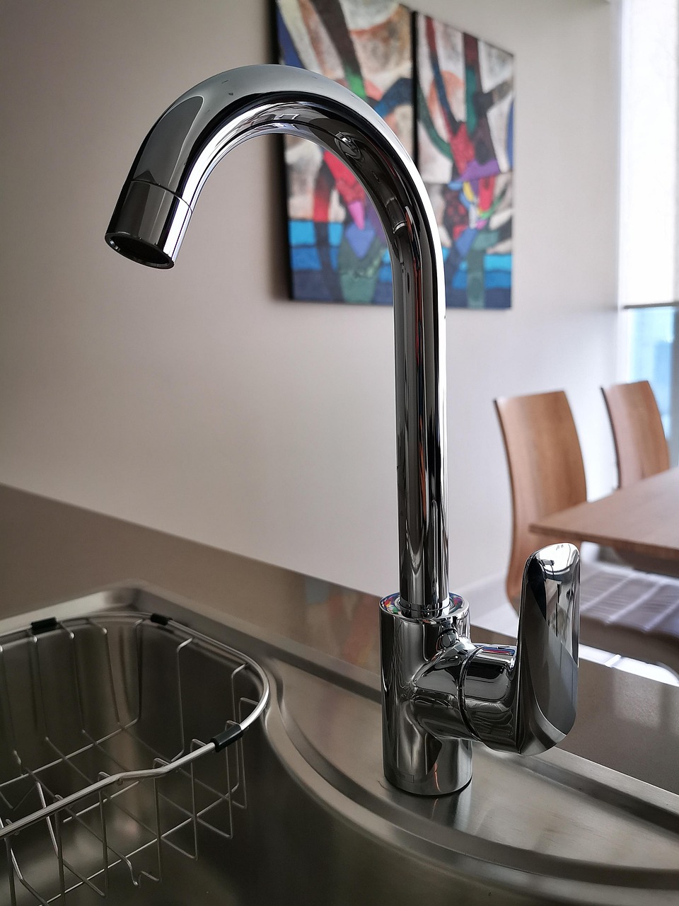 digital water tap, kitchen, plumbing, nature, faucet, water, drain, shiny, metal, interior, silver